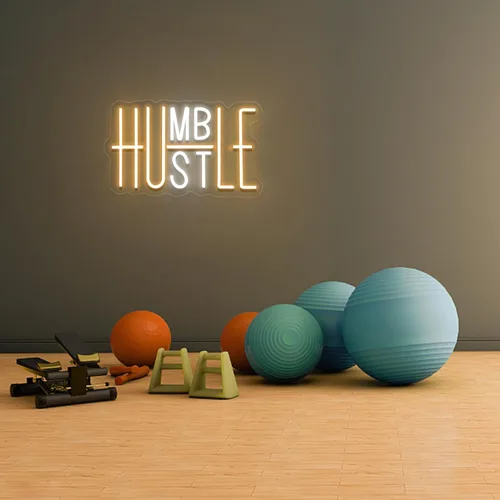Miniatura 2 de Hustle - Letrero LED de neón para decoración de pared, decoración de fiesta humilde, interruptor alimentado por USB, luces LED de neón de brillo