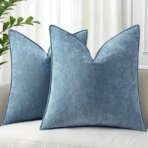 Miniatura 26 de decorUhome - Fundas de Cojín para Sofá 16x16 pulgadas Set de 2, Decorativas Suaves Euro Neutras de Felpilla con Diseño Elegante, Aqua Haze