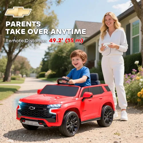 Miniatura 4 de Aosom - Automóvil con licencia Chevrolet Tahoe de paseo, batería de 12V 7AH, juguete eléctrico con control remoto para padres, luces LED, música