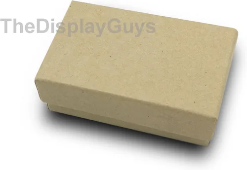Miniatura 3 de TheDisplayGuys - Paquete de 25 Cajas de Joyería de Papel de Cartón Rellenas de Algodón #21 Estuche de Regalo - Marrón Kraft (2.6" x 1.6" x 1.0")