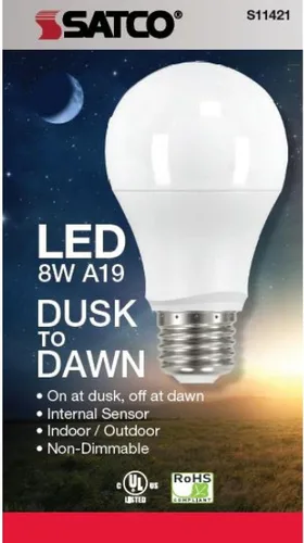 Miniatura 3 de Satco S11421 8A19/DUSK/DAWN/LED/27K - 1 paquete