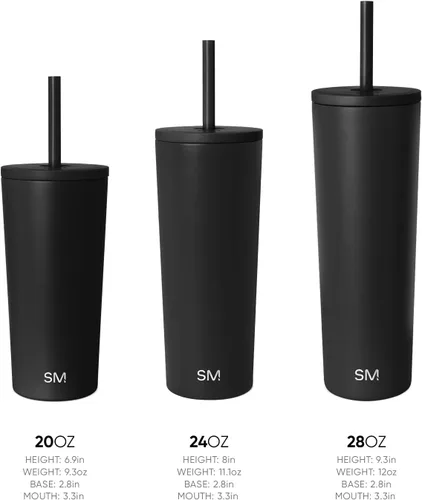 Miniatura 3 de Simple Modern- Vaso con aislamiento, c/tapa y pajilla Taza de viaje Botella de agua de ac. inox. reutilizable Unisex Colecc. Classic 24 oz