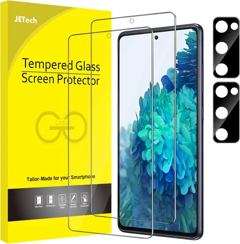 JETech - Protector de pantalla para Samsung Galaxy S20 FE de 6.5 pulgadas con protector de lente de cámara, película de vidrio templado, compatible