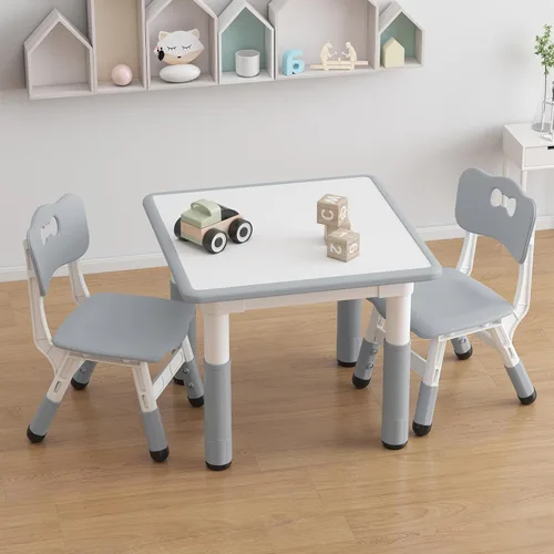 Miniatura 2 de GAOMON - Juego de mesa y 2 sillas para niños con escritorio de graffiti, juego de mesa y sillas ajustables en altura para niños pequeños para leer