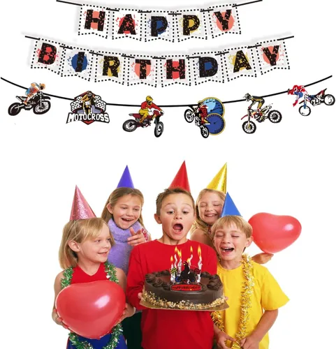 Miniatura 3 de Cartel temático de motocicleta, suministros de fiesta, decoración de cumpleaños de motocross, suministros de fiesta, pancartas para decoración