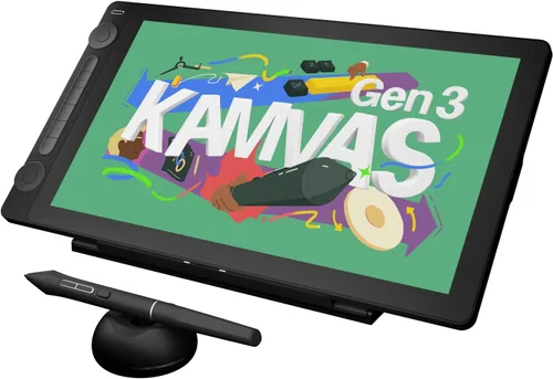 HUION KAMVAS 16 (Gen 3) - Tableta de dibujo con pantalla, tableta gráfica QHD de 15.8 pulgadas 2.5K con vidrio laminado completo antideslumbrante,