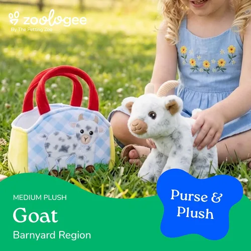 Miniatura 2 de The Petting Zoo Juego de peluche y bolso de cabra, regalos para niños, juguete de animales de vida silvestre, juguete de peluche de cabra blanca