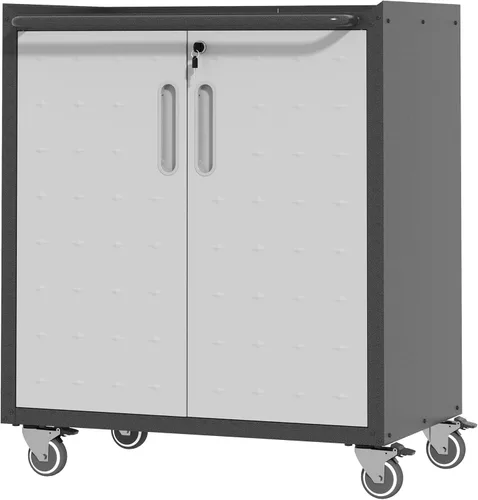 Miniatura 10 de Armario de almacenamiento de metal con estantes ajustables, armario de herramientas de garaje con 2 puertas con cerradura para oficina, hogar, Blanco