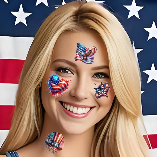 Miniatura 6 de 49 tatuajes patrióticos estadounidenses 4 de julio, Día de la Independencia, tatuajes temporales conmemorativos para veteranos, decoración del Día