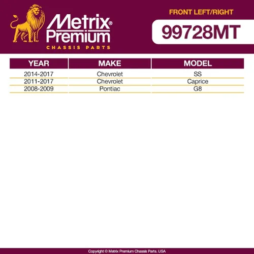 Miniatura 2 de Metrix Premium - Barra estabilizadora delantera izquierda y derecha K750162 y K750163 para Pontiac G8 2008-2009