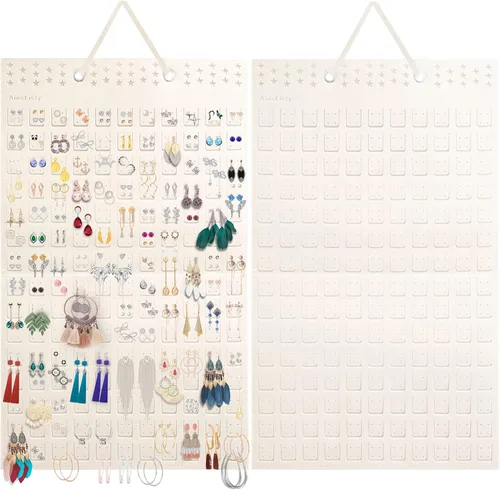 Miniatura 7 de Organizador de aretes colgantes, con capacidad para hasta 330 pares, soporte de pared de fieltro suave, organizador de aretes para mujeres y niñas