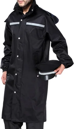 Miniatura 2 de iCreek Impermeable impermeable para hombres y mujeres adultos, chaqueta de lluvia larga, ligera, reflectante, reutilizable, con capucha
