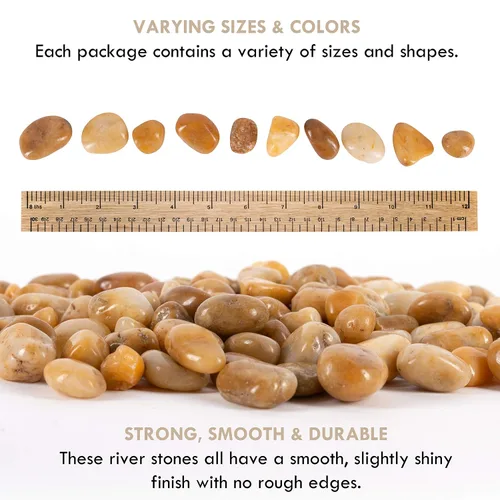 Miniatura 2 de 5 libras aprox. 130 piedras de río para plantas, piedras pulidas decorativas naturales para macetas, rocas suculentas, grava de acuario