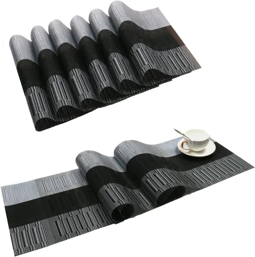 Miniatura 32 de SHACOS - Caminos de mesa de vinilo tejido, lavables, para uso en interiores o exteriores, fáciles de limpiar