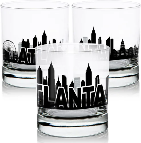 Miniatura 2 de Toasted Tales - Vaso de whisky Atlanta Skyline Cityscapes Regalo para gente de Atlanta City Vasos de ciudad urbana Old Fashioned Rocks Regalo