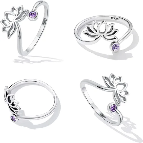 Miniatura 5 de LAWOTY Anillos de plata de ley 925 para mujeres y niñas, anillos vintage ajustables de oxidación abierta, anillos de luna para regalos de cumpleaños