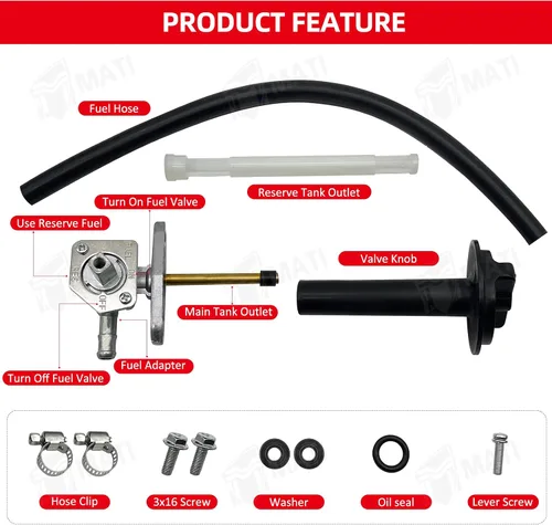 Miniatura 3 de M MATI Llave de combustible Petcock con conjunto de palanca para Honda TRX250 TRX350 TRX400 TRX420 TRX450 TRX500 TRX650 16950-HM8-003, pieza