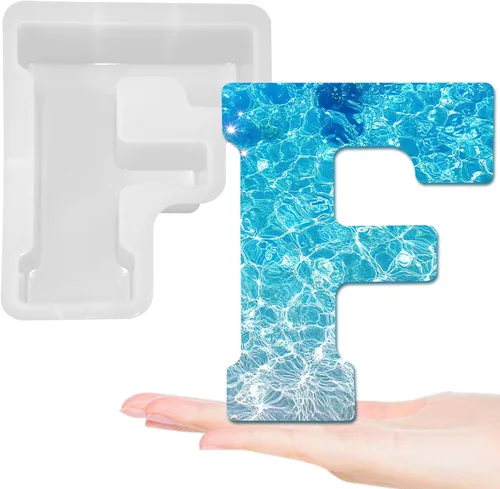 Miniatura 24 de Moldes de letras grandes de 7 pulgadas para resina, molde de fundición epoxi del alfabeto mayúscula 3D de la A a la Z, molde de silicona para velas