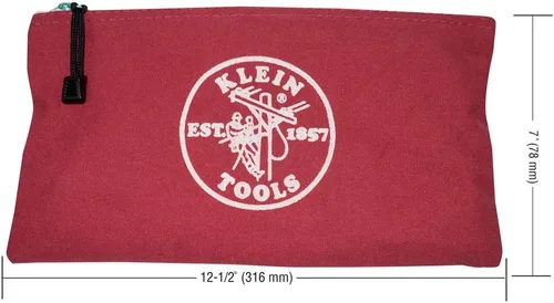 Miniatura 5 de Klein Tools 5141, bolsa de herramientas con cremallera, bolsa de lona para depósitos bancarios, bolsa utilitaria de lona, 12.5 x 7 pulgadas, Marrón
