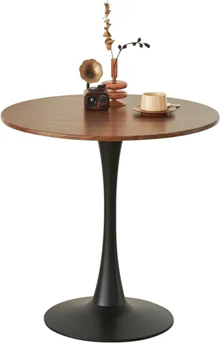 Miniatura 8 de Mesa de Comedor Tulip Redonda para 2, Mesa Moderna de Mediados de Siglo con Pedestal de Metal Resistente para Cocina, Bistró, Café, Ocio