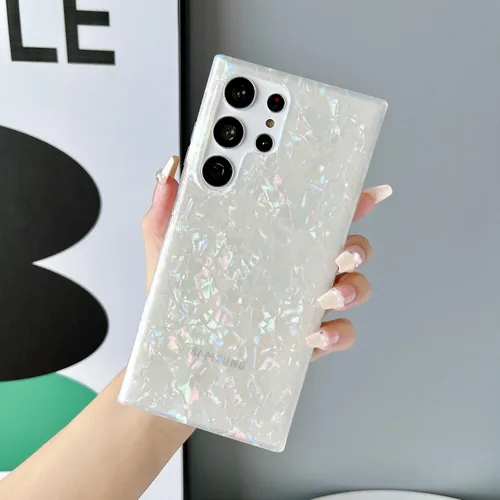 Miniatura 4 de S23 - Funda para Samsung Galaxy S23 para mujeres y niñas, diseño de mármol con purpurina floral, silicona suave, delgada, bonita, flexible, funda