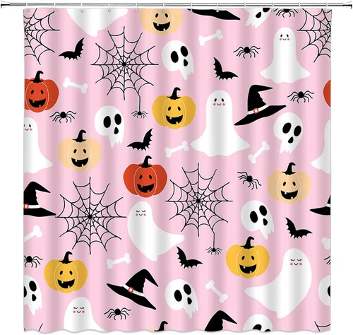 Miniatura 8 de GCTNBJL Cortina de ducha de Halloween para caravana, espeluznante alquimia bruja, tablero de ouija, murciélago, cráneo, hongo gótico, luna