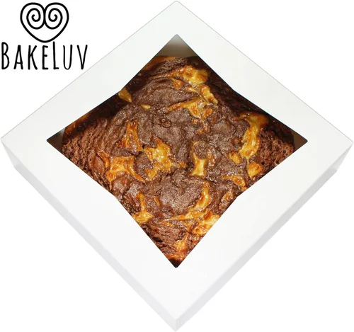 Miniatura 4 de BAKELUV Cajas para tartas de 10 x 10 x 2.5 pulgadas, color blanco, 50 unidades, autoemergentes, panadería, pastelería, golosinas, galletas, tarta