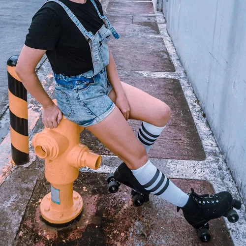Miniatura 5 de Exgingle - Patines negros de gamuza para exteriores para mujeres y hombres