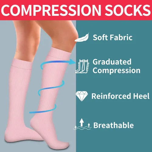 Miniatura 37 de Laite Hebe 4 pares de calcetines de compresión para mujeres y hombres, el mejor apoyo para enfermeras, correr, atletismo