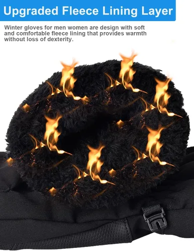 Miniatura 2 de Timepoch Guantes de invierno para hombres y mujeres, guantes cálidos para pantalla táctil, resistentes al viento, guantes térmicos, guantes de nieve