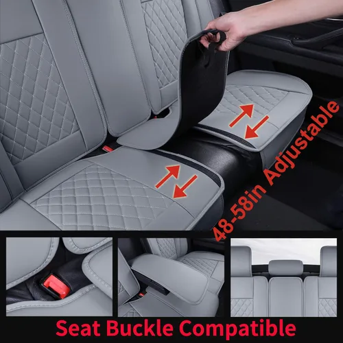 Miniatura 5 de Funda para asiento de automóvil, resistente al agua, de cuero sintético, para asientos delanteros y traseros, ajuste universal para la mayoría