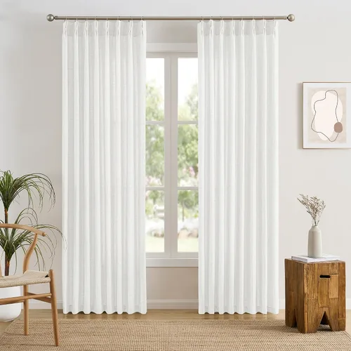 Miniatura 23 de RAIN CITY - Juego de 2 cortinas de 45 pulgadas de largo con plisado con pellizco, cortinas semitraslúcidas para dormitorio, cuarto de bebé
