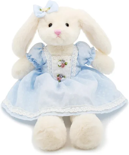 Miniatura 8 de Oitscute Pequeño y suave conejo de peluche de 15 pulgadas, juguete para bebés y niñas (conejo rosa con vestido vintage rosa)