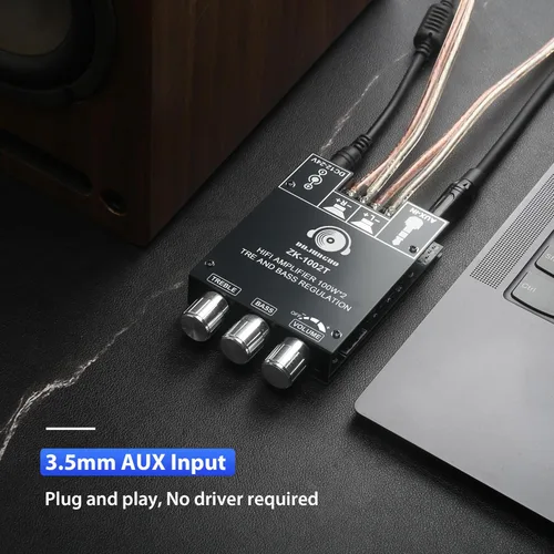 Miniatura 4 de DAJUNGUO ZK-1002T 100W+100W Bluetooth Amplificador Junta con antena IPEX-1, entrada de 9-24V CC, 2.0 estéreo, nombre Bluetooth personalizable, chip