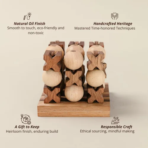 Miniatura 4 de SiamMandalay 3D XO Tic Tac Toe XOXO: Juego de madera hecho a mano para adultos con caja de regalo SM (En la foto)