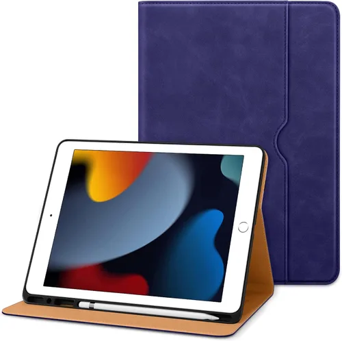 Miniatura 12 de DTTO para iPad de 9ª/8ª/7ª generación de 10.2 pulgadas 2021/2020/2019, funda tipo cartera de negocios de cuero premium con soporte para Apple Pencil