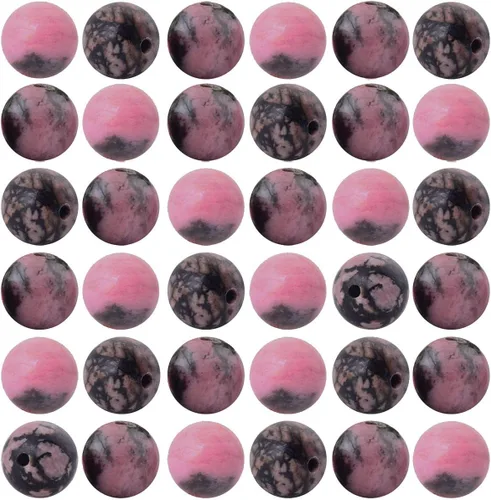 Miniatura 29 de Cuentas de piedra natural, 100 cuentas redondas de obsidiana negra de 0.315 pulgadas (0.315 in), cuentas sueltas de piedra auténtica