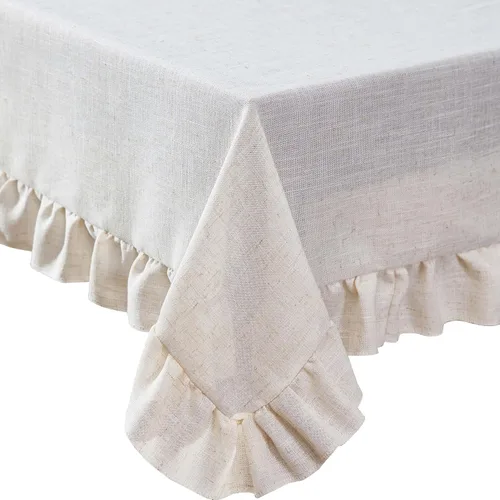 Miniatura 6 de Laura Ashley Dothan Mantel de Mezcla de Lino de Lujo para Cenas Formales, Vacaciones, Bodas o Fiestas, Juego de 8 Servilletas, Color Topo