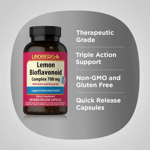 Miniatura 4 de Lindberg Complejo bioflavonoide de limón 700 mg 250 cápsulas Suplemento con rutina y hesperidina Sin OMG, sin gluten