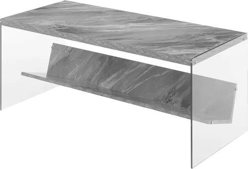 Miniatura 9 de Convenience Concepts SoHo - Mesa auxiliar, gris desgastado/vidrio Gris(Weathered Gray)