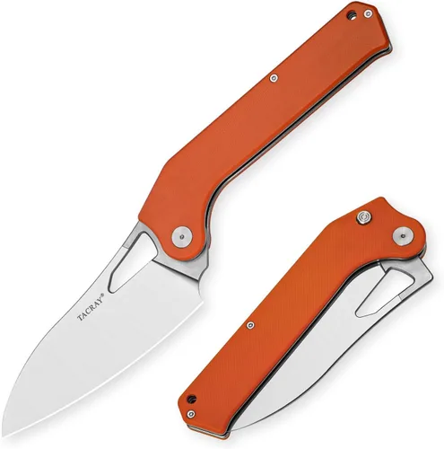 Miniatura 9 de TACRAY Navaja de Cocina Plegable, Cuchillo de Chef de 4.4" Plegable para Acampada con Cuchilla de Acero Inoxidable 10cr15mov, Mango de G10