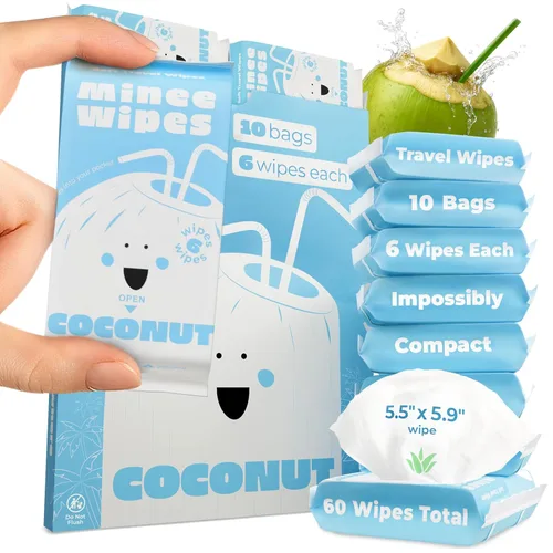 Miniatura 10 de Toallitas de Viaje Imposibiliblemente Compactas - 99.5% de Agua - Seguras para Piel Sensible y Hipoalergénicas, Recerradables, Gruesas y Duraderas