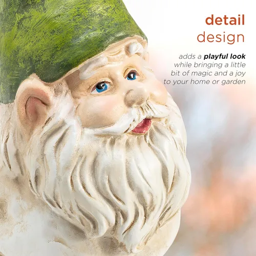 Miniatura 7 de Alpine Corporation Estatua Decorativa de Gnomo de Jardín Tradicional para Exteriores de 12 Pulgadas de Alto para Patio Gnomo de jardín tradicional