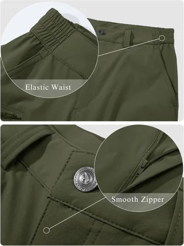 Miniatura 4 de MAGCOMSEN Pantalones de senderismo para hombre, 6 bolsillos, resistentes al agua, pantalones de trabajo de pesca Ripstop, ligeros, de secado rápido