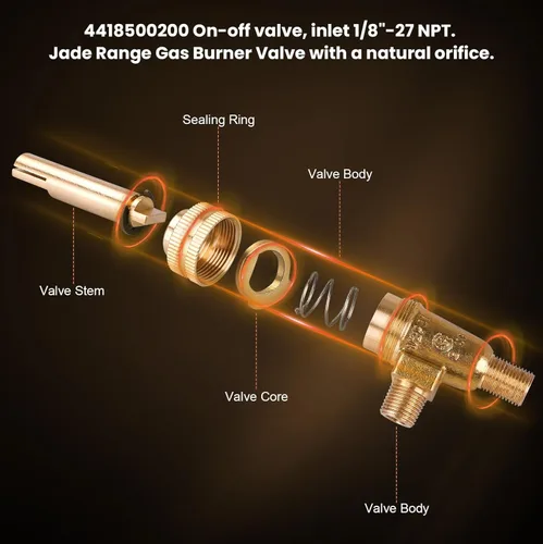 Miniatura 7 de 4418500200 Válvula de quemador de gas Jade Range Válvula de gas 1/8 pulgadas Mpt X 3/8-27 Paquete de 4 4418500200 Válvula dividida horizontal
