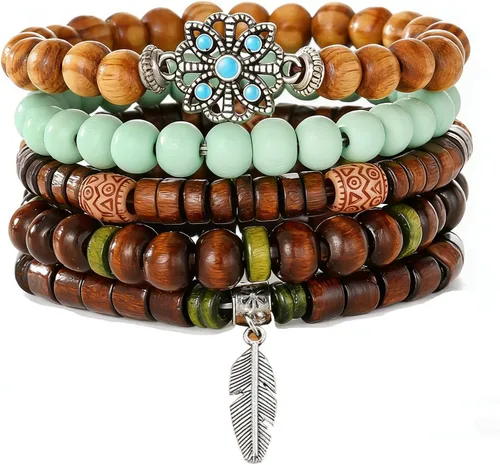Miniatura 44 de Pulsera Gótica Ajustable de Cuero Trenzado Punk Multicapa de Estilo Grunge, Conjunto de Pulseras Emo con Brazalete de Metal, Envoltura