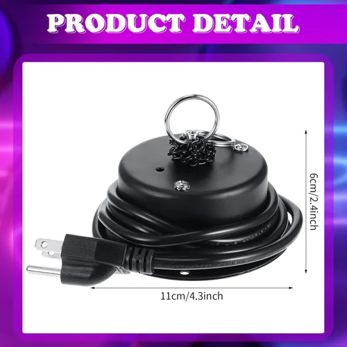 Miniatura 2 de Therwen 3 piezas de motor de bola de discoteca resistente 3RPM rotación lenta espejo motor de bola rotador para 12-16 pulgadas debajo