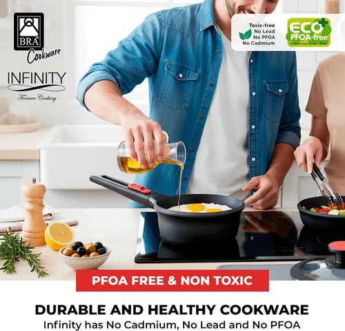 Miniatura 7 de BRA COOKWARE Infinity - Cacerola antiadherente con tapa de vidrio, olla de 6.3 pulgadas y 1.2 cuartos de galón de profundidad, olla de sopa sin