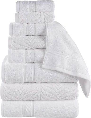 Miniatura 45 de Superior Juego de toallas surtidas de algodón Chevron de 12 piezas, cero torsión, secado rápido, artículos esenciales para el hogar, ducha, spa