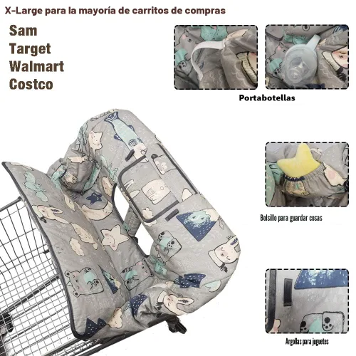Miniatura 5 de Funda para carrito de compras para bebé, funda de silla alta de algodón, lavable a máquina para bebés, niños pequeños, niños o niñas (Lindo)